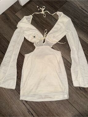 Fashion Nova White Crochet Cutout Mini Dress